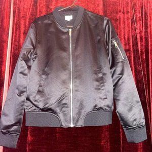 Black satin bomber jacket M